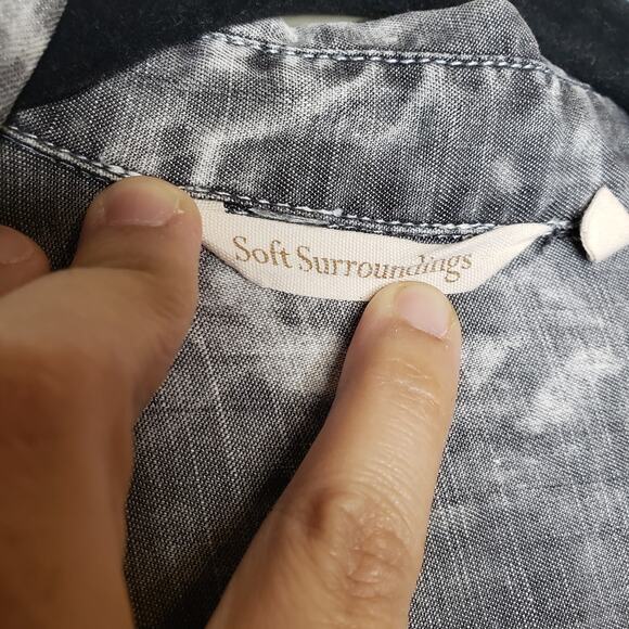 Soft Surroundings| Acid wash Gray Button Down Shirt - Picture 4 of 9